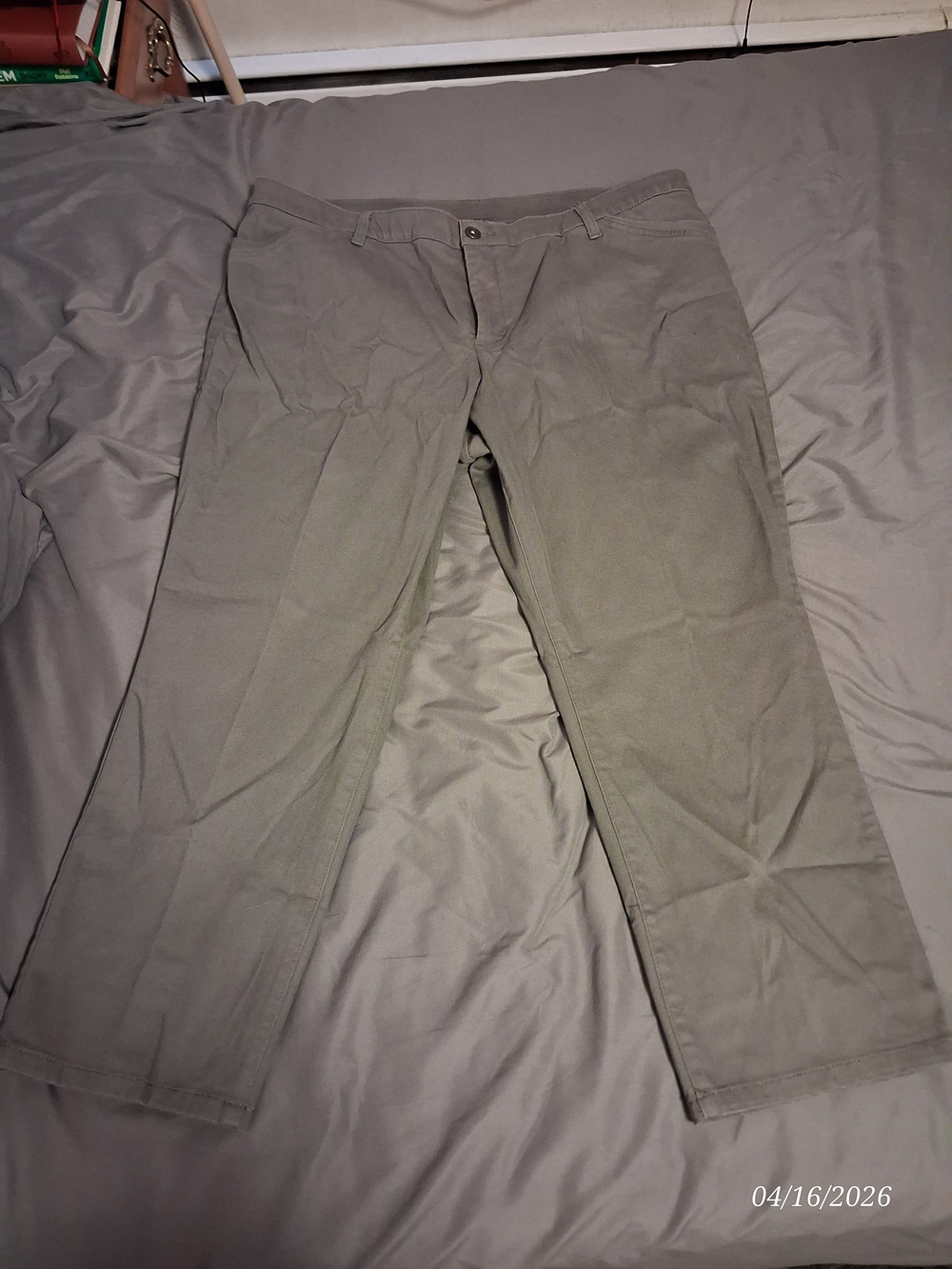 CJ Banks Olive Green Women's Straight Trousers